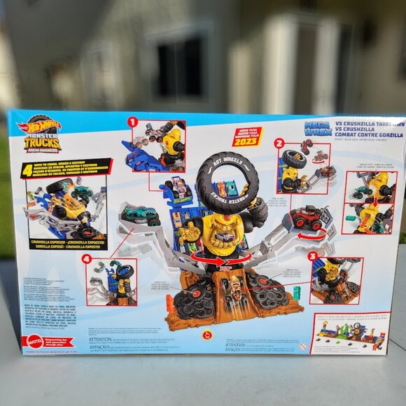 NEW Hot Wheels Monster Trucks Arena Smashers Mega-Wrex Vs Crushzilla Takedown Pl - Picture 5 of 15